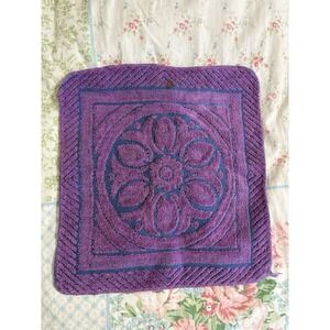 Vintage Sculpted Fashion Manor Washcloth Purple Blue Daisy MCM Retro 70s
